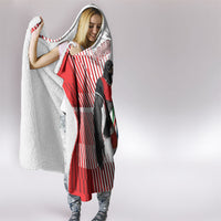 Personalized Austria Football Hooded Blanket Unsere Burschen Striped Graphic With Action Player