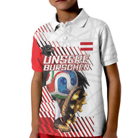 Personalized Austria Football Kid Polo Shirt Unsere Burschen Striped Graphic With Action Player