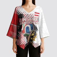 Personalized Austria Football Kimono Sleeve Blouse Unsere Burschen Striped Graphic With Action Player