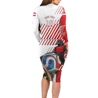 Personalized Austria Football Long Sleeve Bodycon Dress Unsere Burschen Striped Graphic With Action Player