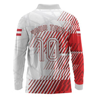 Personalized Austria Football Long Sleeve Polo Shirt Unsere Burschen Striped Graphic With Action Player