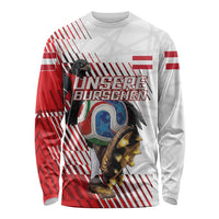 Personalized Austria Football Long Sleeve Shirt Unsere Burschen Striped Graphic With Action Player