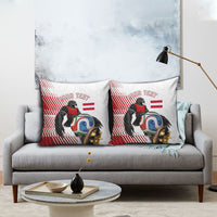 Personalized Austria Football Pillow Cover Unsere Burschen Striped Graphic With Action Player