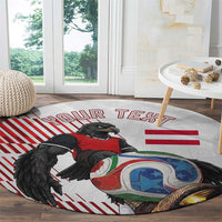 Personalized Austria Football Round Carpet Unsere Burschen Striped Graphic With Action Player