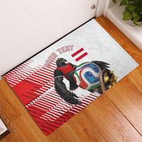 Personalized Austria Football Rubber Doormat Unsere Burschen Striped Graphic With Action Player