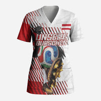 Personalized Austria Football Scrub Top Unsere Burschen Striped Graphic With Action Player