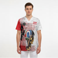 Personalized Austria Football Scrub Top Unsere Burschen Striped Graphic With Action Player