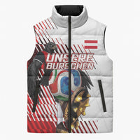 Personalized Austria Football Sleeveless Puffer Jacket Unsere Burschen Striped Graphic With Action Player