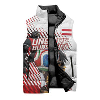 Personalized Austria Football Sleeveless Puffer Jacket Unsere Burschen Striped Graphic With Action Player