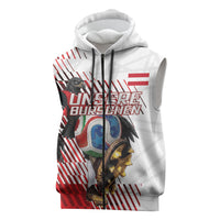 Personalized Austria Football Sleeveless Zip Hoodie Unsere Burschen Striped Graphic With Action Player