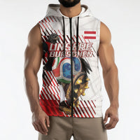 Personalized Austria Football Sleeveless Zip Hoodie Unsere Burschen Striped Graphic With Action Player