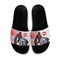 Personalized Austria Football Slide Sandals Unsere Burschen Striped Graphic With Action Player
