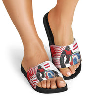 Personalized Austria Football Slide Sandals Unsere Burschen Striped Graphic With Action Player