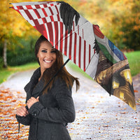 Personalized Austria Football Umbrella Unsere Burschen Striped Graphic With Action Player