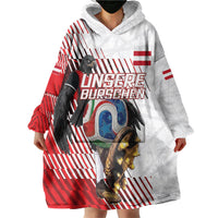 Personalized Austria Football Wearable Blanket Hoodie Unsere Burschen Striped Graphic With Action Player