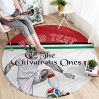 Personalized Jordan Football Round Carpet The Chivalrous Ones Soccer Player - Jordanian Flag Heritage