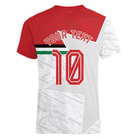 Personalized Jordan Football Women V-Neck T-Shirt The Chivalrous Ones Soccer Player - Jordanian Flag Heritage