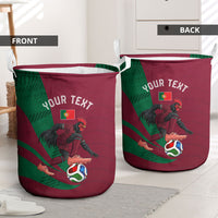 Personalized Portugal Football Selecao Das Quinas Laundry Basket Iconic Soccer Player Illustration With Portugal Flag