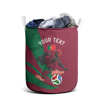 Personalized Portugal Football Selecao Das Quinas Laundry Basket Iconic Soccer Player Illustration With Portugal Flag