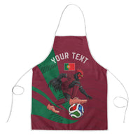Personalized Portugal Football Selecao Das Quinas Apron Iconic Soccer Player Illustration With Portugal Flag