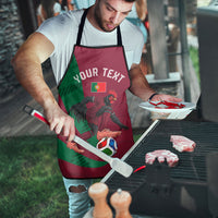 Personalized Portugal Football Selecao Das Quinas Apron Iconic Soccer Player Illustration With Portugal Flag