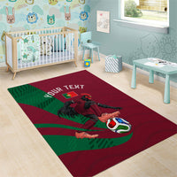 Personalized Portugal Football Selecao Das Quinas Area Rug Iconic Soccer Player Illustration With Portugal Flag