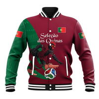 Personalized Portugal Football Selecao Das Quinas Baseball Jacket Iconic Soccer Player Illustration With Portugal Flag