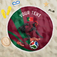 Personalized Portugal Football Selecao Das Quinas Beach Blanket Iconic Soccer Player Illustration With Portugal Flag