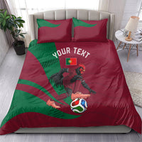 Personalized Portugal Football Selecao Das Quinas Bedding Set Iconic Soccer Player Illustration With Portugal Flag