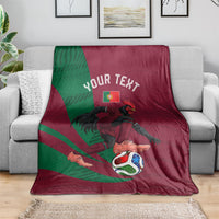Personalized Portugal Football Selecao Das Quinas Blanket Iconic Soccer Player Illustration With Portugal Flag