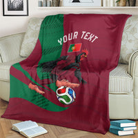 Personalized Portugal Football Selecao Das Quinas Blanket Iconic Soccer Player Illustration With Portugal Flag