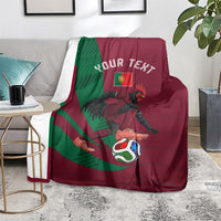 Personalized Portugal Football Selecao Das Quinas Blanket Iconic Soccer Player Illustration With Portugal Flag