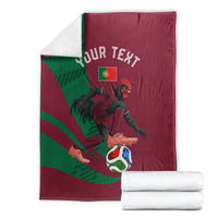 Personalized Portugal Football Selecao Das Quinas Blanket Iconic Soccer Player Illustration With Portugal Flag