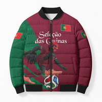 Personalized Portugal Football Selecao Das Quinas Bomber Puffer Jacket Iconic Soccer Player Illustration With Portugal Flag