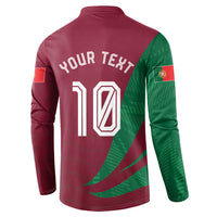 Personalized Portugal Football Selecao Das Quinas Button Sweatshirt Iconic Soccer Player Illustration With Portugal Flag