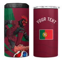 Personalized Portugal Football Selecao Das Quinas 4 in 1 Can Cooler Tumbler Iconic Soccer Player Illustration With Portugal Flag