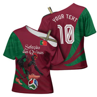 Personalized Portugal Football Selecao Das Quinas Cross Shoulder Shirt Iconic Soccer Player Illustration With Portugal Flag