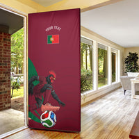 Personalized Portugal Football Selecao Das Quinas Door Cover Iconic Soccer Player Illustration With Portugal Flag