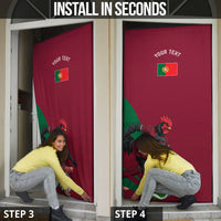 Personalized Portugal Football Selecao Das Quinas Door Cover Iconic Soccer Player Illustration With Portugal Flag
