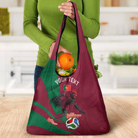 Personalized Portugal Football Selecao Das Quinas Grocery Bag Iconic Soccer Player Illustration With Portugal Flag