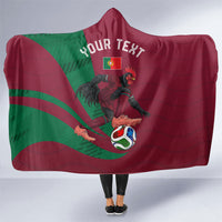 Personalized Portugal Football Selecao Das Quinas Hooded Blanket Iconic Soccer Player Illustration With Portugal Flag