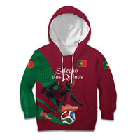 Personalized Portugal Football Selecao Das Quinas Kid Hoodie Iconic Soccer Player Illustration With Portugal Flag