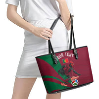 Personalized Portugal Football Selecao Das Quinas Leather Tote Bag Iconic Soccer Player Illustration With Portugal Flag