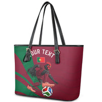 Personalized Portugal Football Selecao Das Quinas Leather Tote Bag Iconic Soccer Player Illustration With Portugal Flag