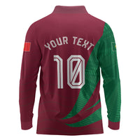 Personalized Portugal Football Selecao Das Quinas Long Sleeve Polo Shirt Iconic Soccer Player Illustration With Portugal Flag