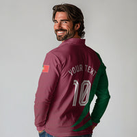 Personalized Portugal Football Selecao Das Quinas Long Sleeve Polo Shirt Iconic Soccer Player Illustration With Portugal Flag