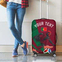 Personalized Portugal Football Selecao Das Quinas Luggage Cover Iconic Soccer Player Illustration With Portugal Flag