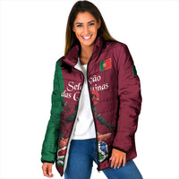 Personalized Portugal Football Selecao Das Quinas Padded Jacket Iconic Soccer Player Illustration With Portugal Flag