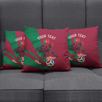 Personalized Portugal Football Selecao Das Quinas Pillow Cover Iconic Soccer Player Illustration With Portugal Flag