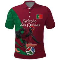 Personalized Portugal Football Selecao Das Quinas Polo Shirt Iconic Soccer Player Illustration With Portugal Flag